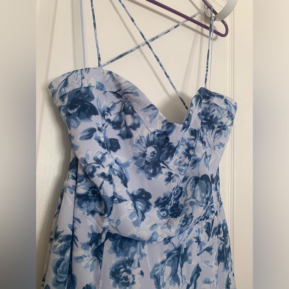 Abercrombie & Fitch NWT Camille Tie-Back Gown Maxi - Light Blue Floral - XLP - Picture 6 of 14